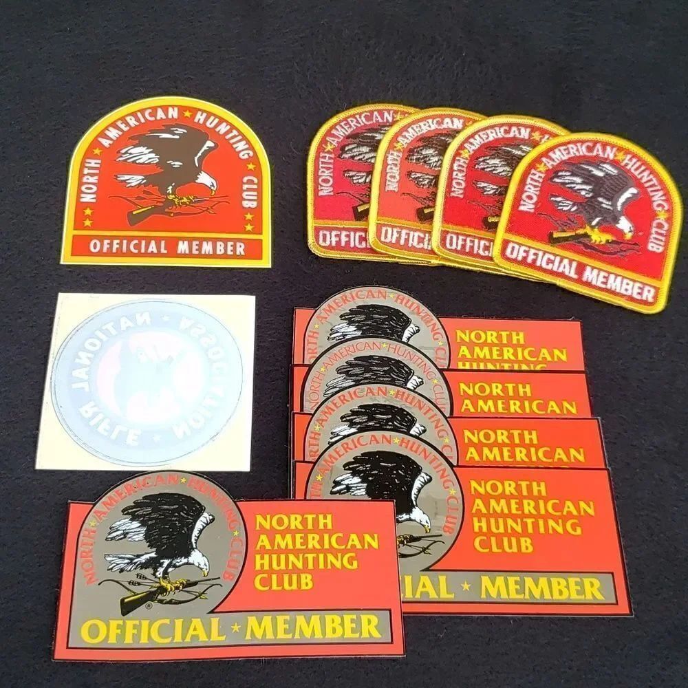 Lot of 5 Patches and 5 Stickers - North American Hunting Club - & 1 NRA Sticker